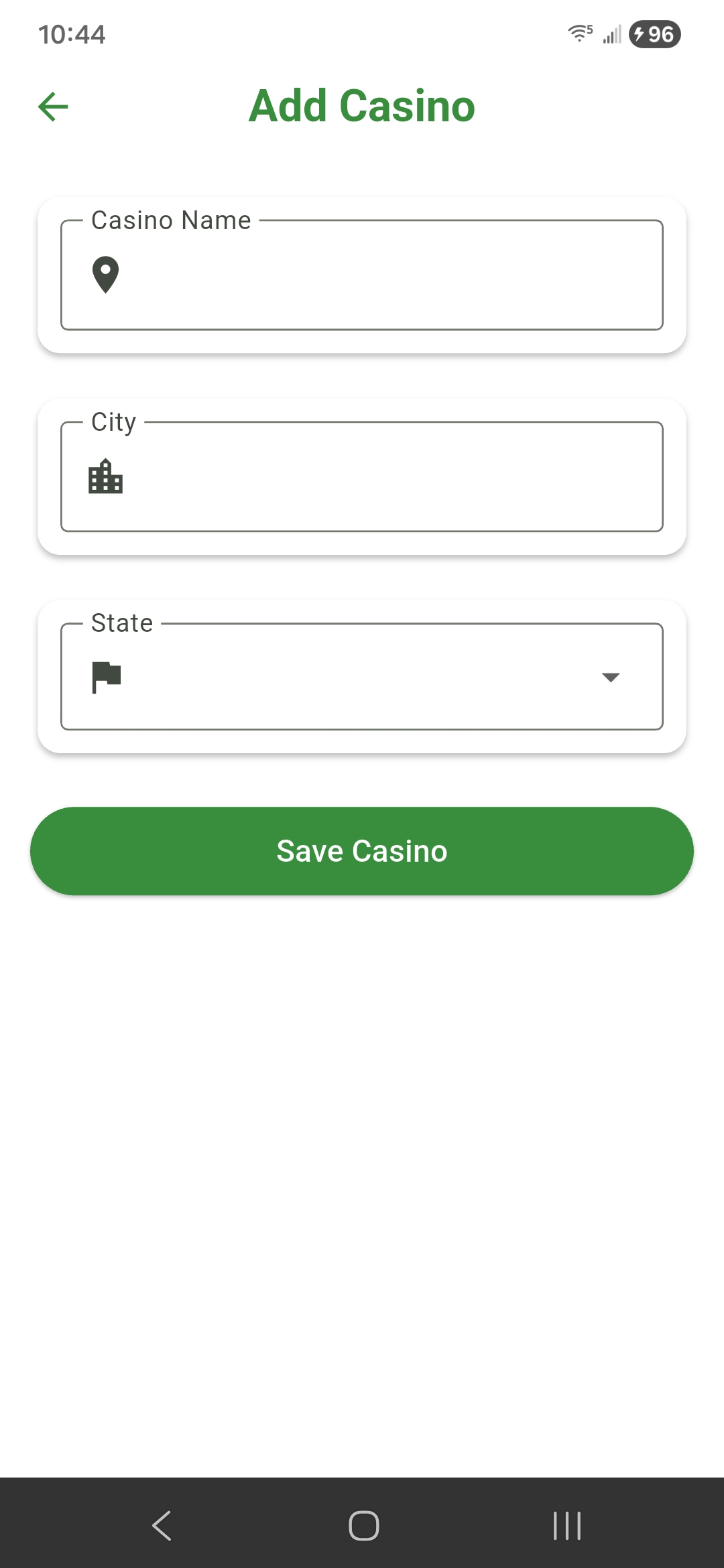 Manual Casino Entry Screenshot