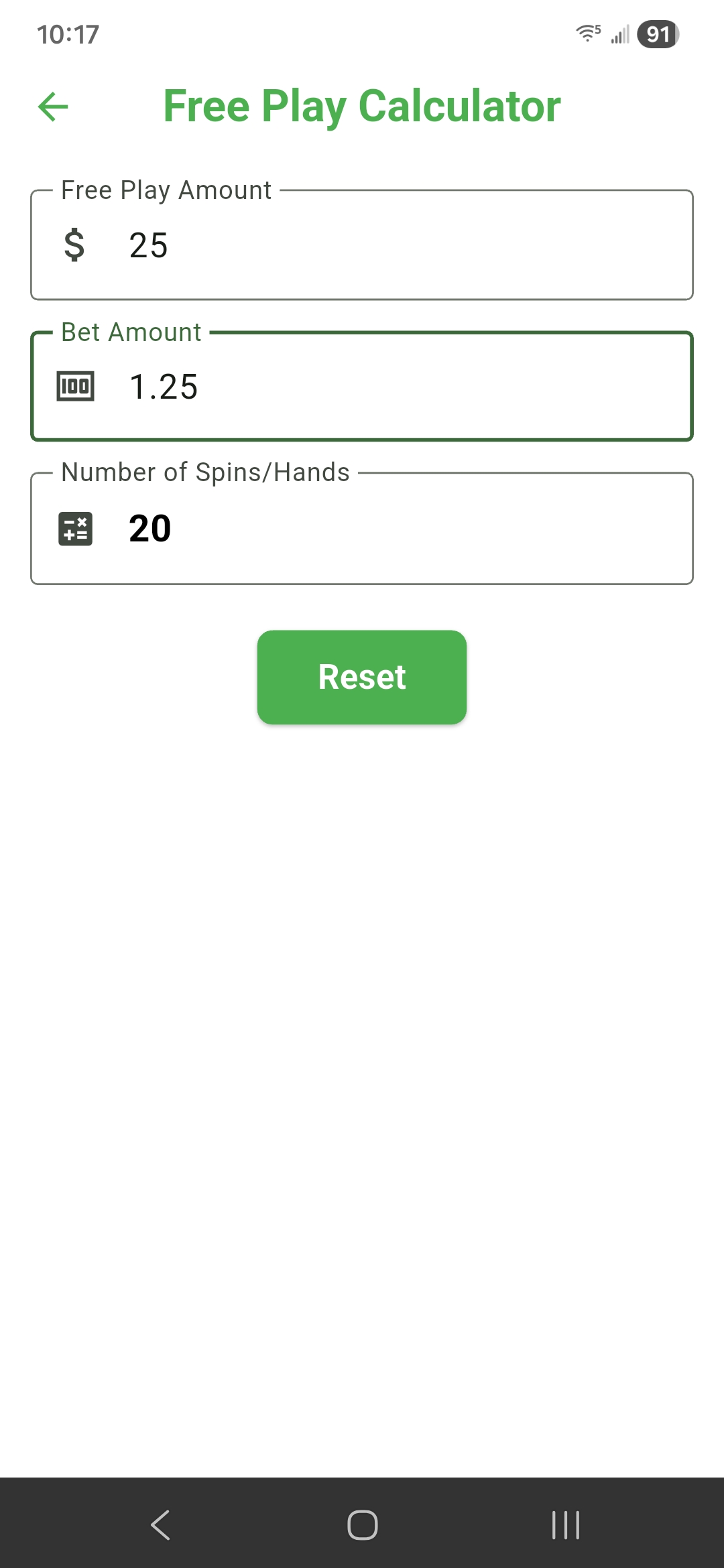 Free Play Calculator Screenshot